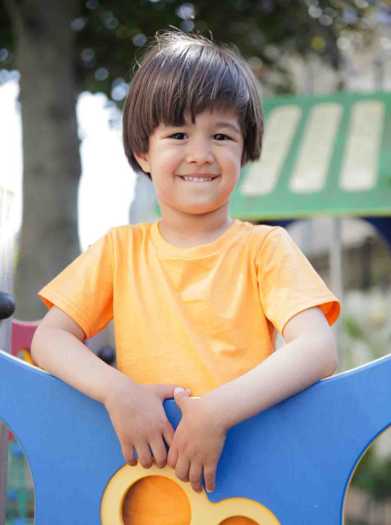 Orange organic cotton kids T-shirt - sustainable kidswear UK