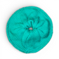 Green knit scrunchy on a white background