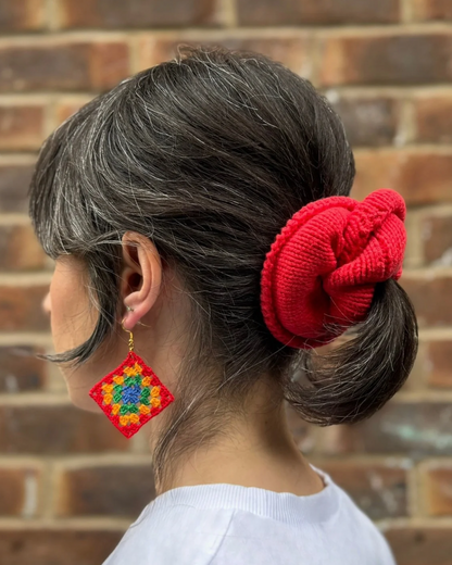 Funky Handmade Crochet Granny Square Earrings