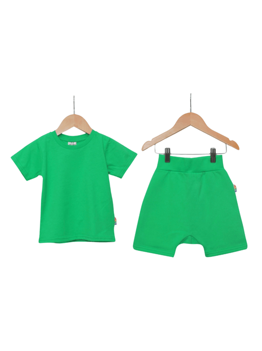 Eco-Friendly and Ultra-Soft Green T-Shirt and Shorts Co-Ord Set - Hues Clothing