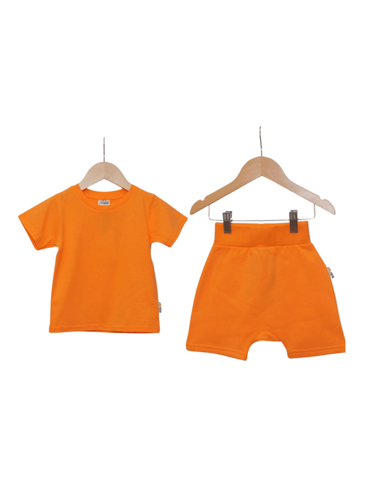 Eco-Friendly and Ultra-Soft Orange T-Shirt and Shorts Co-Ord Set - Hues Clothing