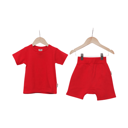 Red T-Shirt and Shorts Co-Ord Set - Hues Clothing