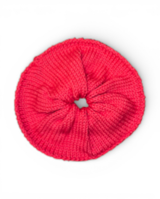 red scrunchie on a white background