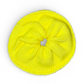 Yellow knitted scrunchy on a white background