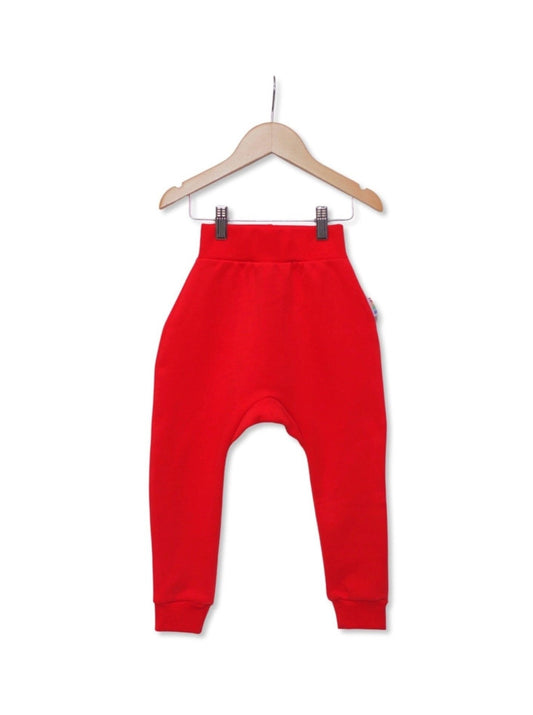 Red Unisex Kids Joggers Front View- Hues Clothing