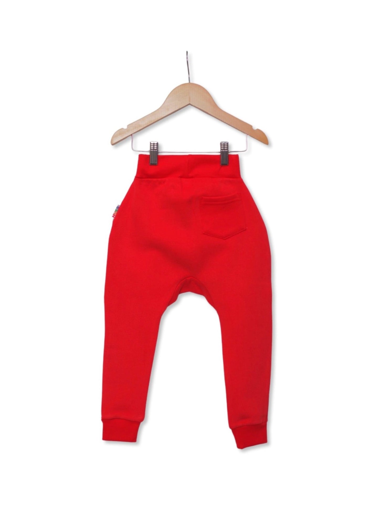Red Unisex Kids Joggers Back View- Hues Clothing