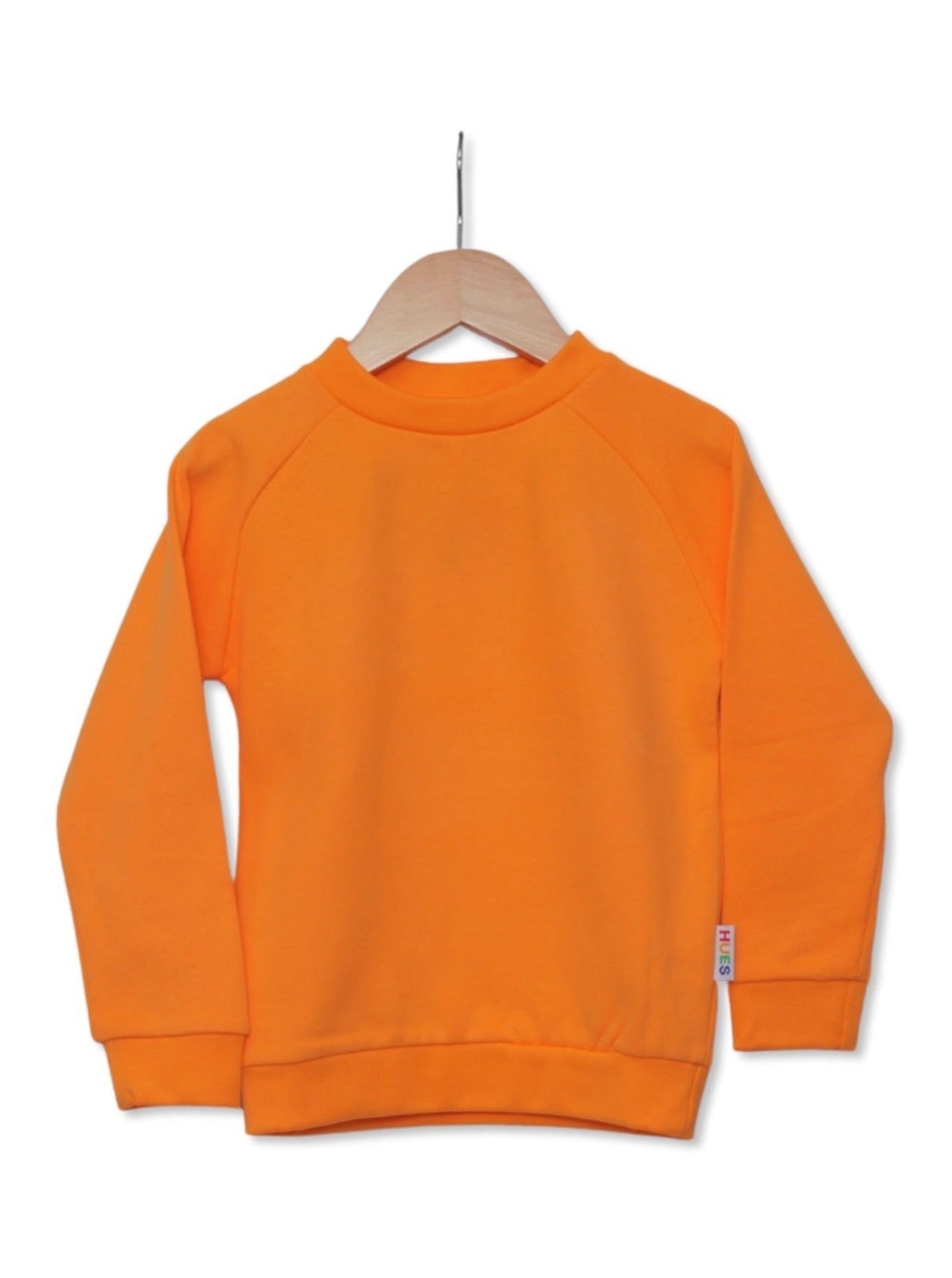 Kids Orange Unisex Jumper Front View- Hues Clothing