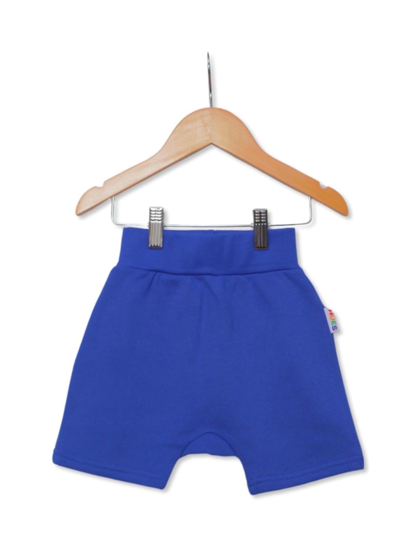 Kids Unisex Blue Shorts Front View - Hues Clothing