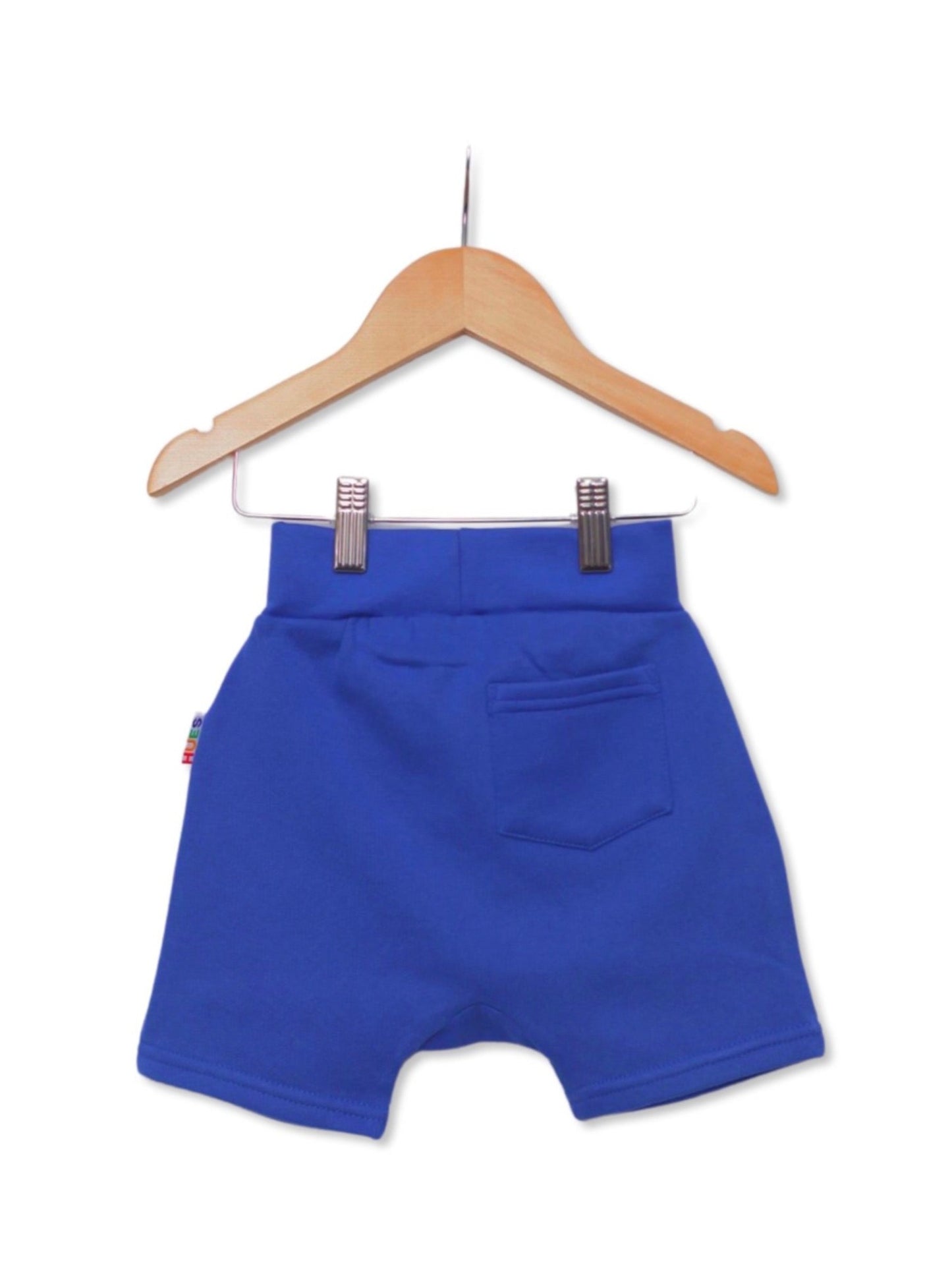 Kids Unisex Blue Shorts Back View - Hues Clothing