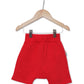 Kids Red Unisex Shorts Front View- Hues Clothing
